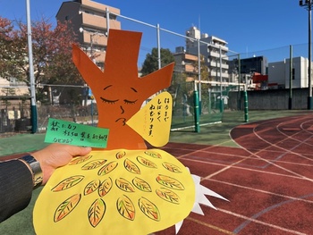 秋になり木の葉の色が変わることを話しました。